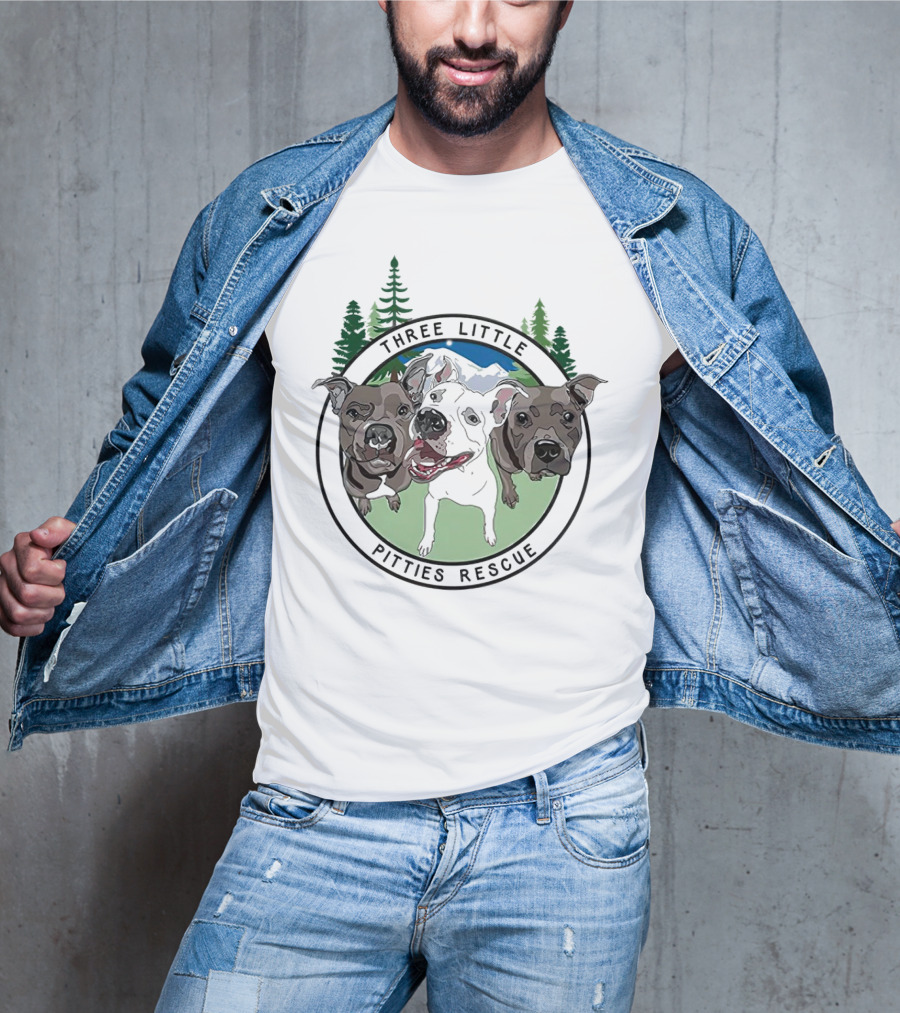 Three Little Pitties Rescue Forest Trio Dogs T-Shirt