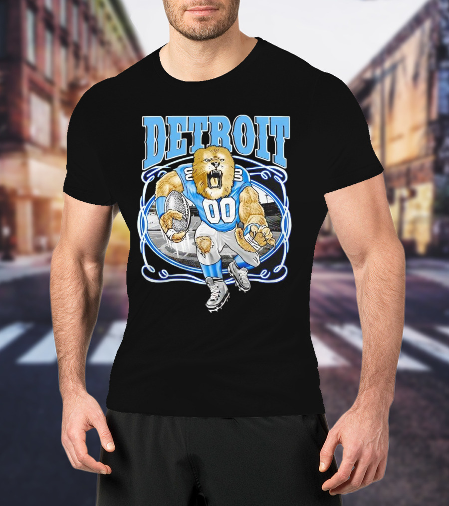 Detroit Lions Football 00 Mascot Running T-Shirt