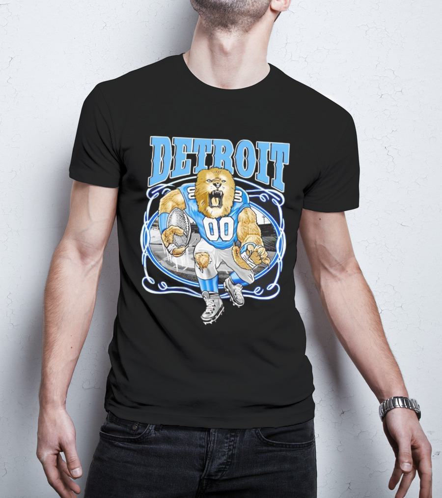 Detroit Lions Football 00 Mascot Running T-Shirt