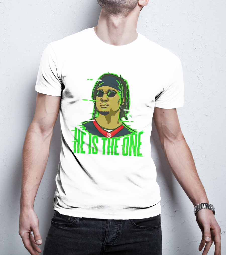 He Is The One Cryptic Neon Style Cartoon T-Shirt