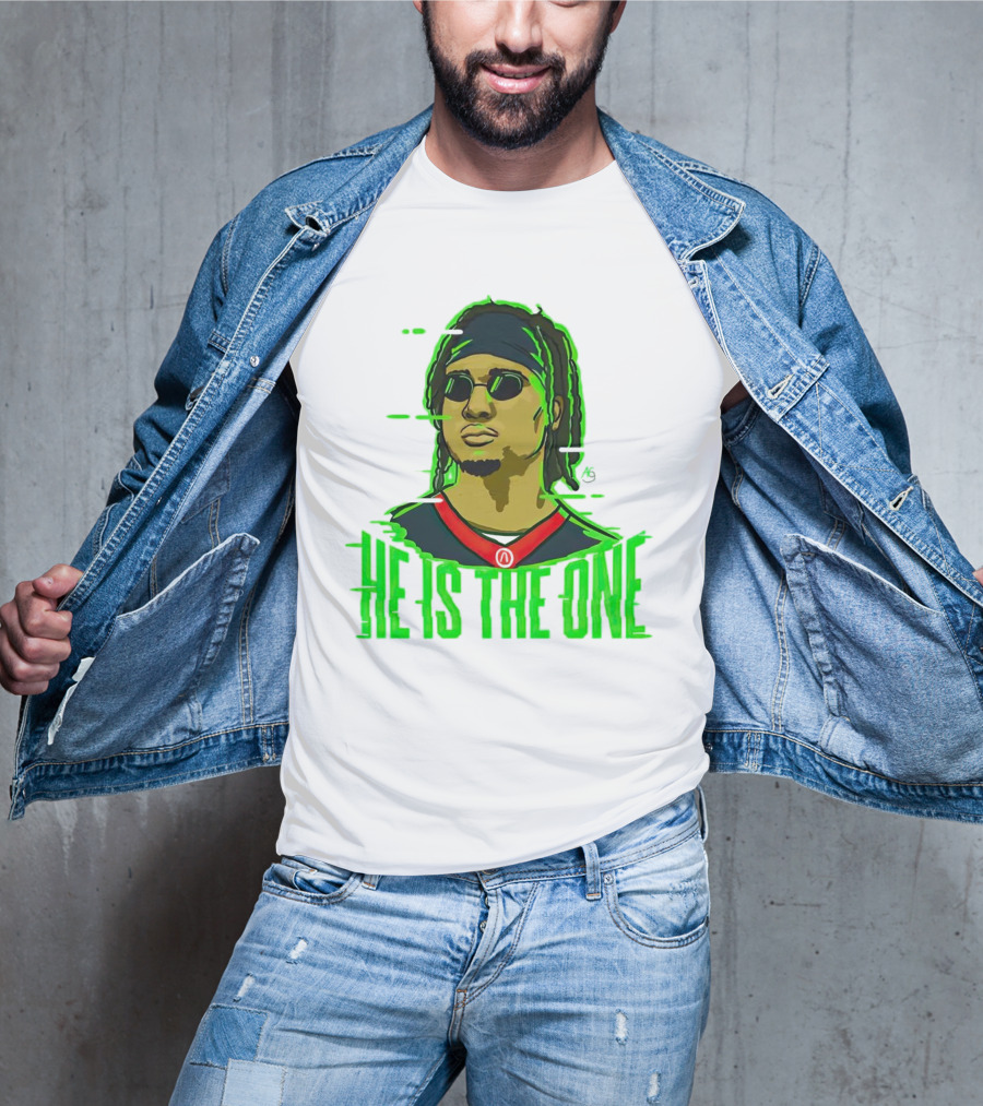 He Is The One Cryptic Neon Style Cartoon T-Shirt