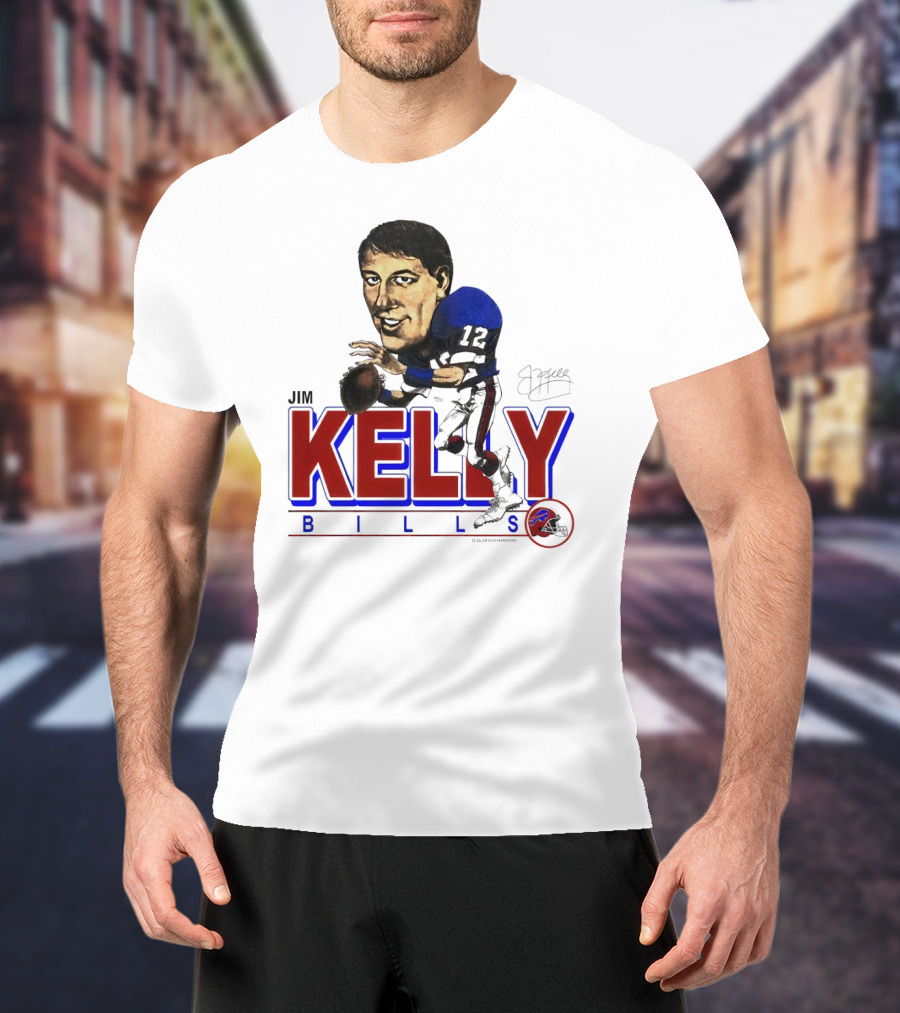 JIM KELLY BUFFALO BILLS SIGNATURE CARICATURE KELLY BILLS T-Shirt