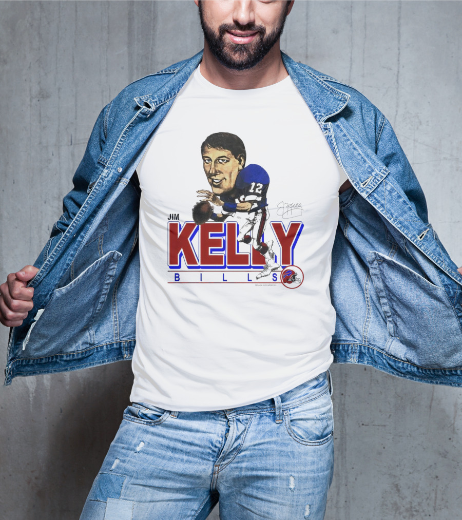 JIM KELLY BUFFALO BILLS SIGNATURE CARICATURE KELLY BILLS T-Shirt