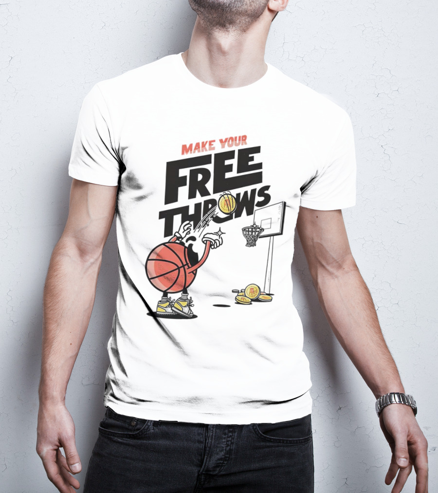 Make Your Free Throws Basketball Cartoon Coin Scoring T-Shirt