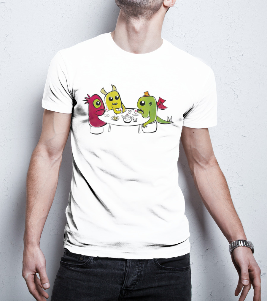 Monster Tea Party At Table With Cookies And Teacups T-Shirt