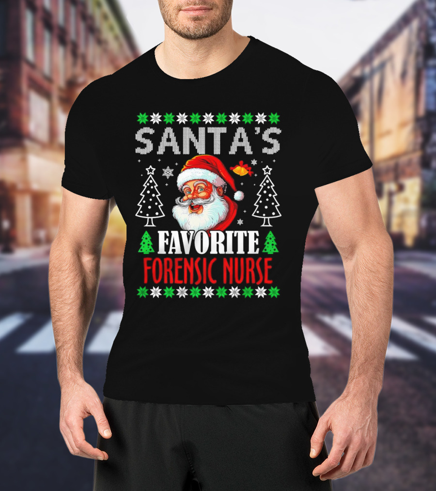 Santa's Favorite Forensic Nurse Christmas Holiday T-Shirt