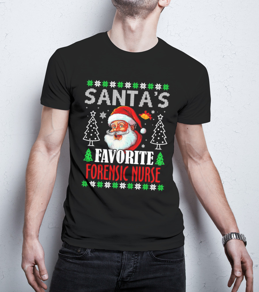 Santa's Favorite Forensic Nurse Christmas Holiday T-Shirt