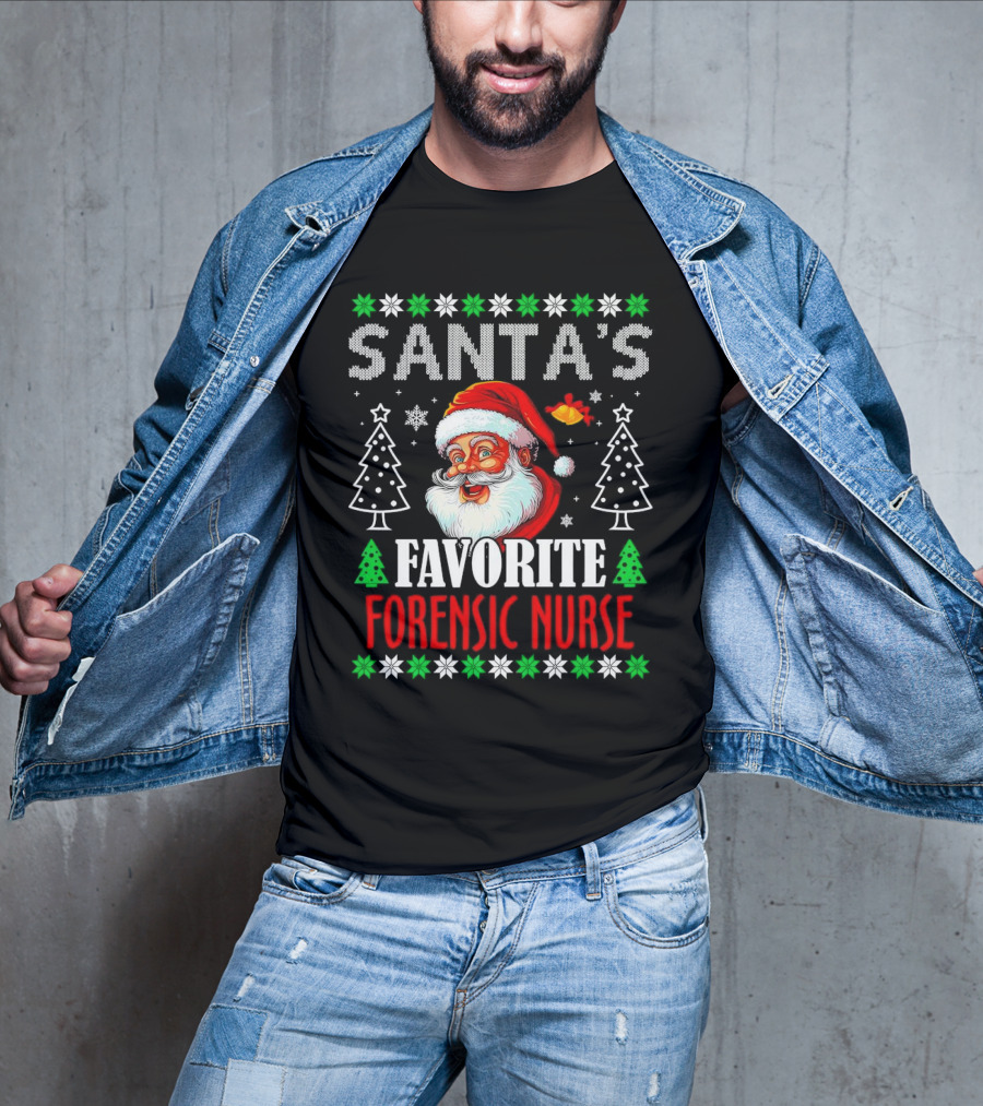 Santa's Favorite Forensic Nurse Christmas Holiday T-Shirt