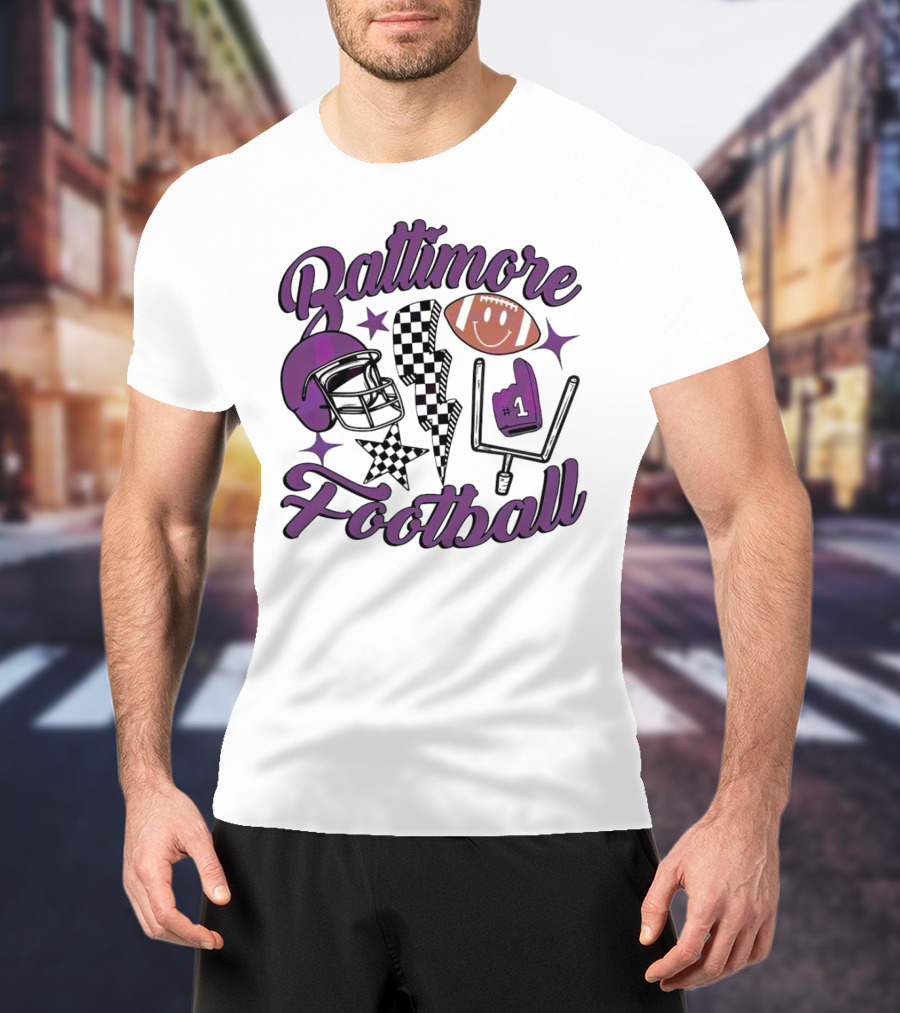 Baltimore Football NFL Team Helmet Smile Number One T-Shirt
