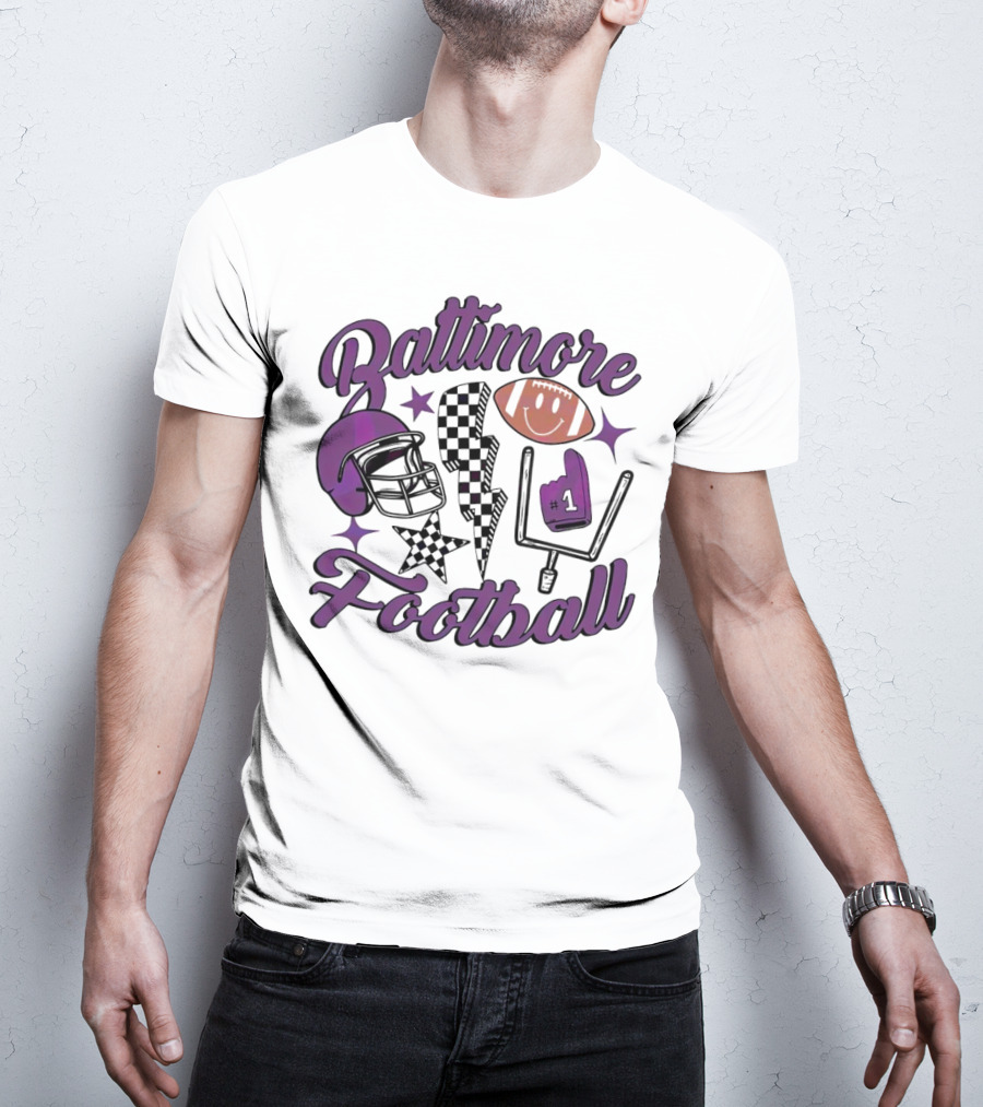 Baltimore Football NFL Team Helmet Smile Number One T-Shirt