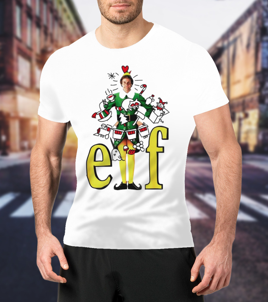 Elf Movie Inspired Christmas Sketch Design Featuring Iconic Character T-Shirt