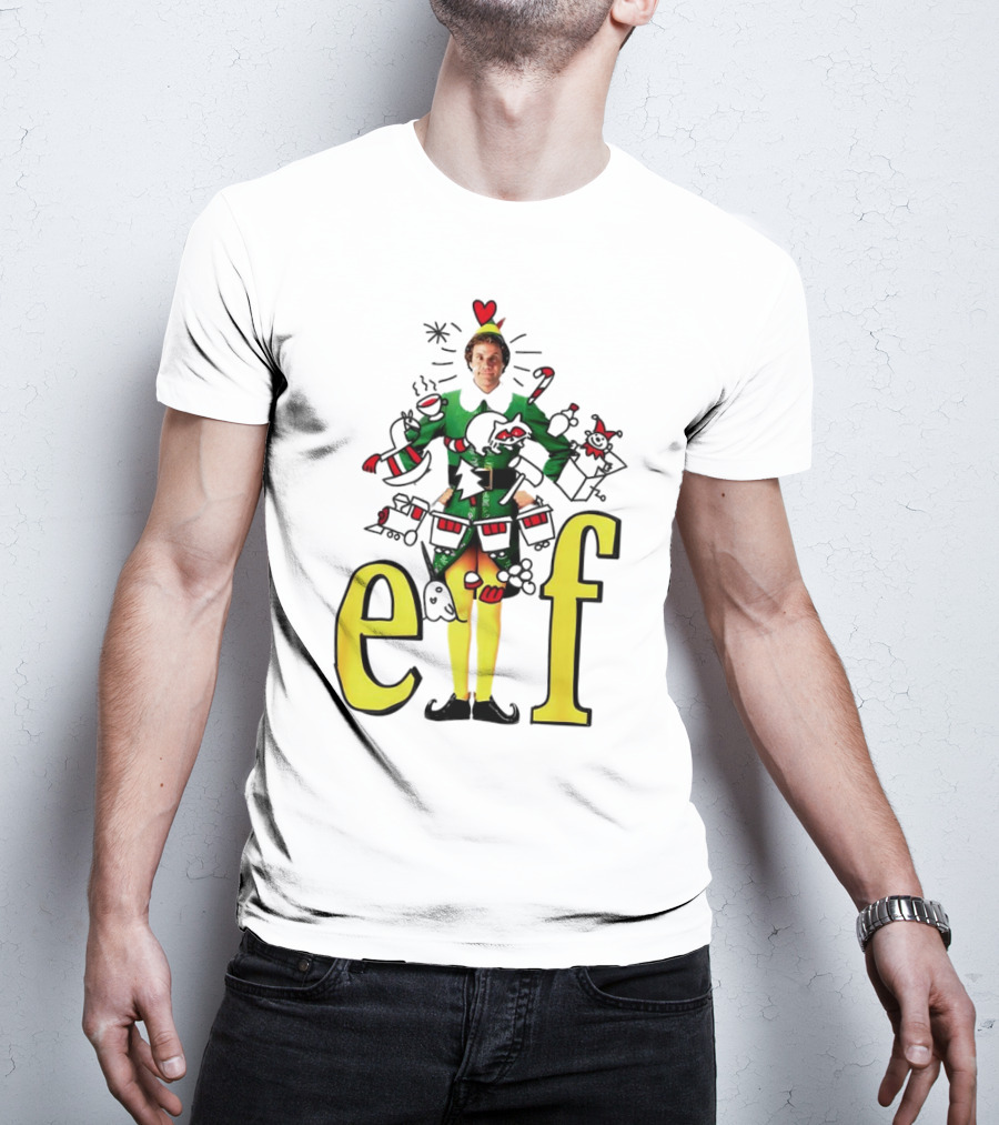 Elf Movie Inspired Christmas Sketch Design Featuring Iconic Character T-Shirt