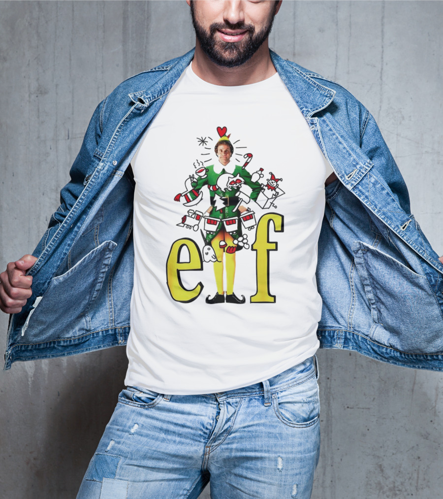 Elf Movie Inspired Christmas Sketch Design Featuring Iconic Character T-Shirt