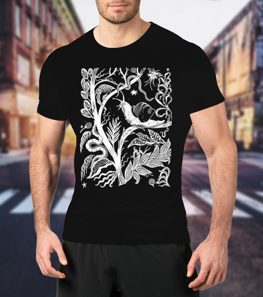 Elispencer November Enchanted Forest Snail Motif T-Shirt