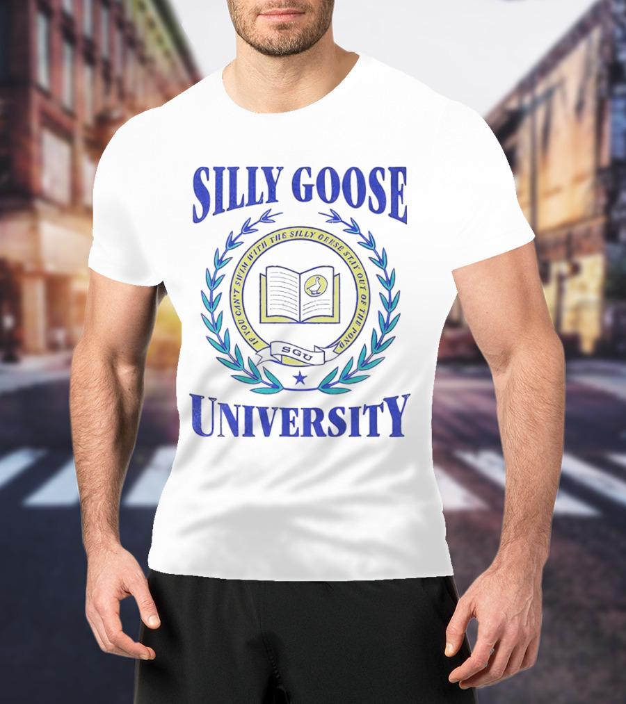 Silly Goose University Educated With The Silly Goose Stay Out Of The Pond T-Shirt