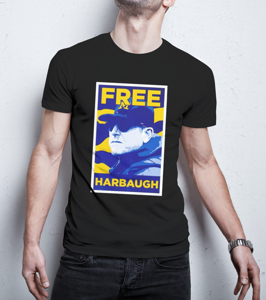 Free Harbaugh Michigan Wolverines Coach Insider T-Shirt