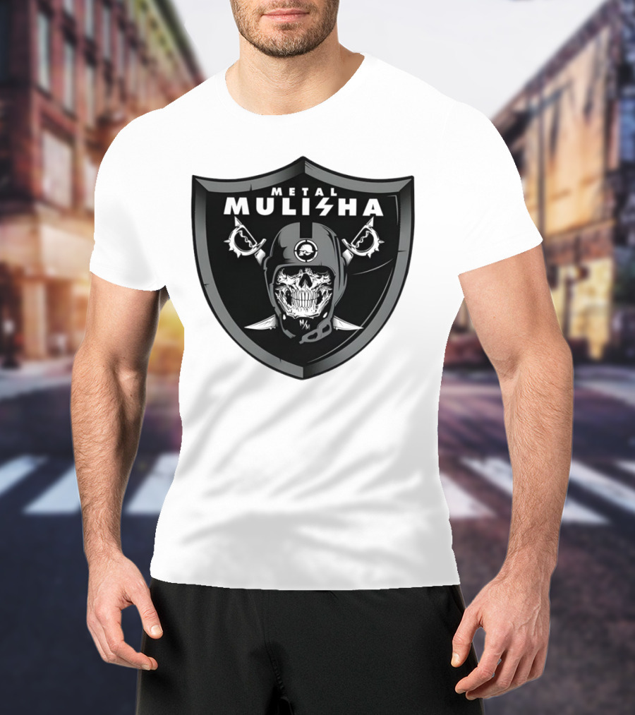 Las Vegas Raiders Skull Metal Mulisha Shield Halloween Helmets Swords T-Shirt