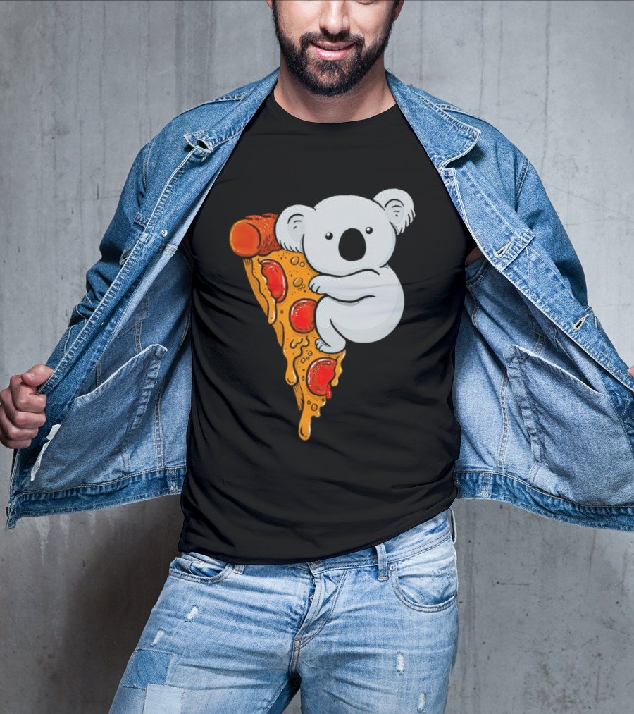 Koala Hugging Pizza Slice Cartoon T-Shirt