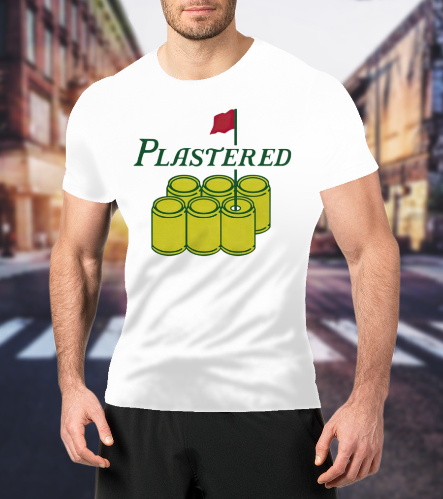 Plastered Flag With Beer Can Pyramid And Red Golf Pin T-Shirt