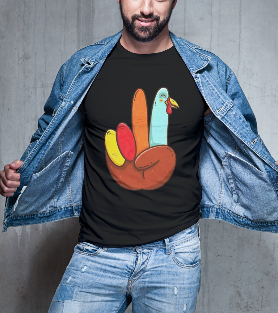 Peace For Turkeys Hand Gesture Turkey Pardon Humor T-Shirt