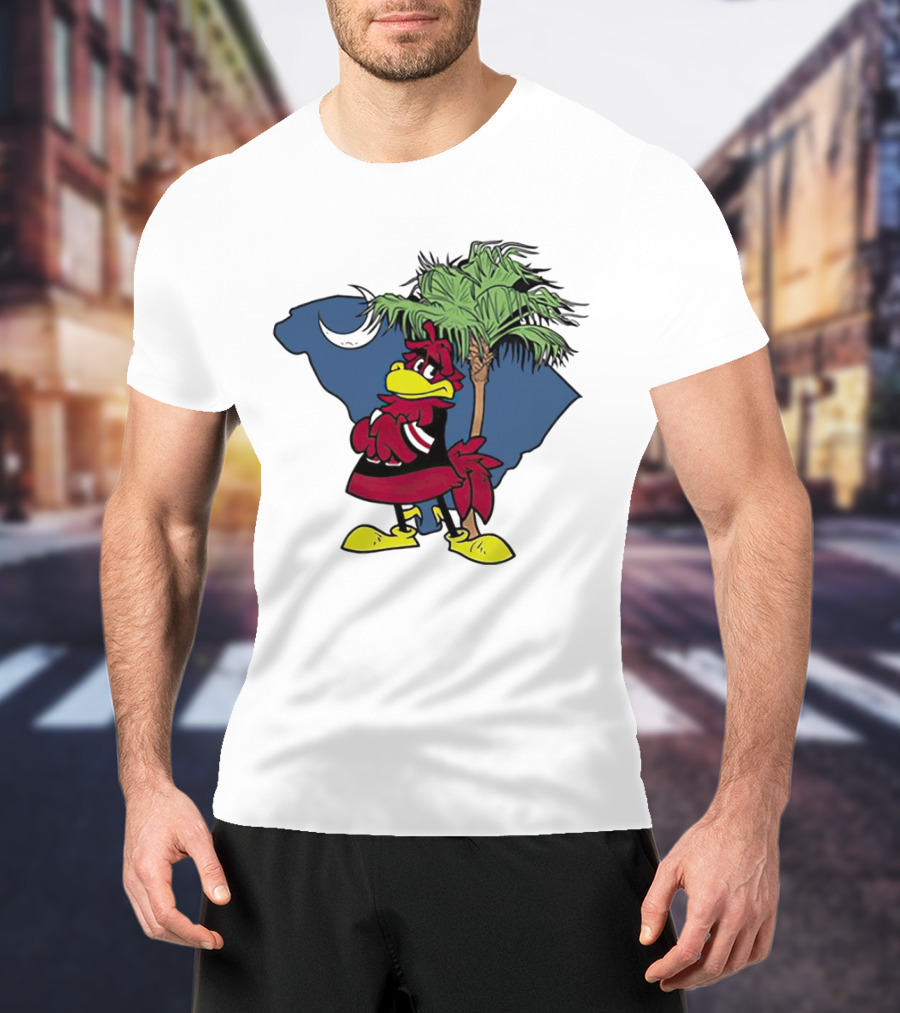 South Carolina Gamecocks Mascot State Emblem Palmetto Tree And Crescent Moon T-Shirt