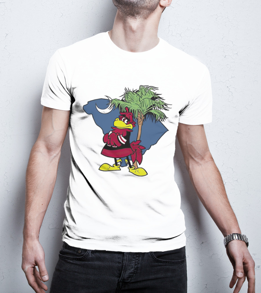 South Carolina Gamecocks Mascot State Emblem Palmetto Tree And Crescent Moon T-Shirt