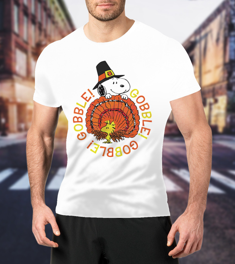 Thanksgiving Gobble Gobble Gobble Snoopy Woodstock T-Shirt