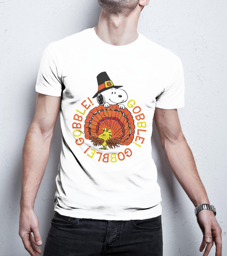 Thanksgiving Gobble Gobble Gobble Snoopy Woodstock T-Shirt