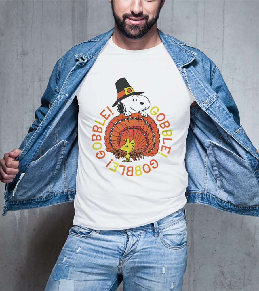 Thanksgiving Gobble Gobble Gobble Snoopy Woodstock T-Shirt