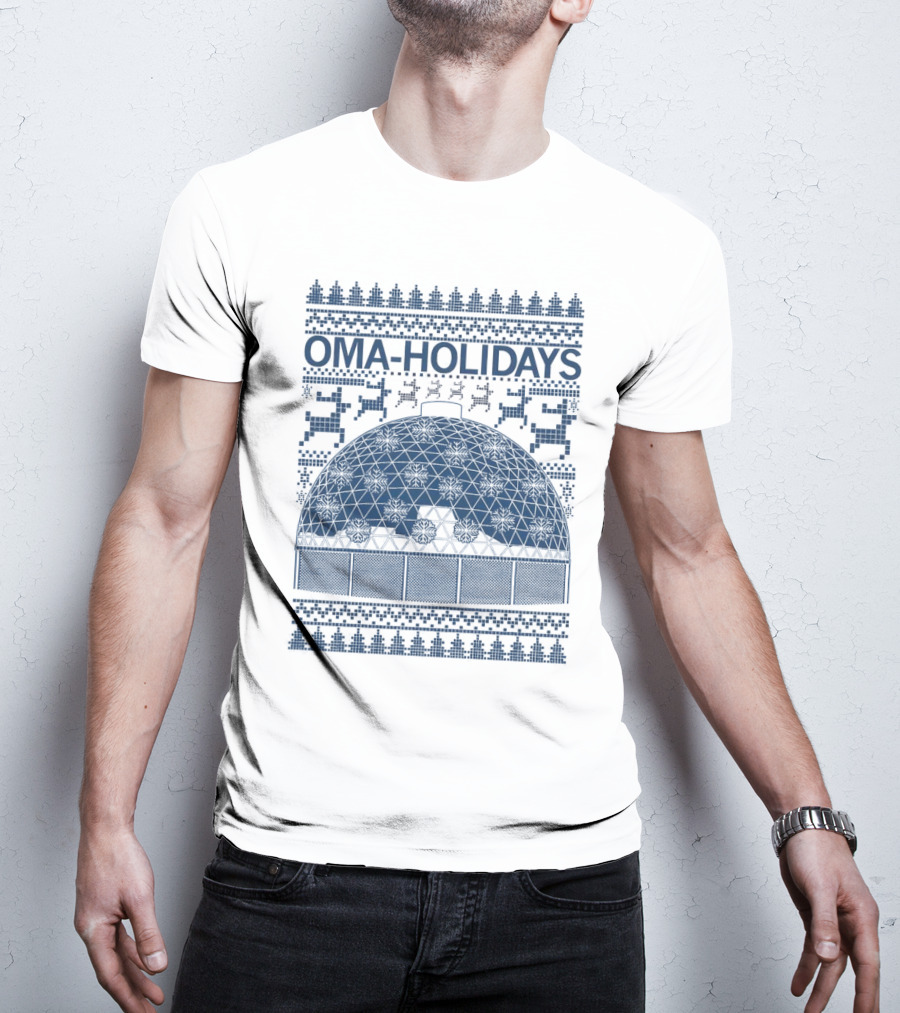 Oma Holidays Christmas Dome Pattern With Reindeer And Trees T-Shirt