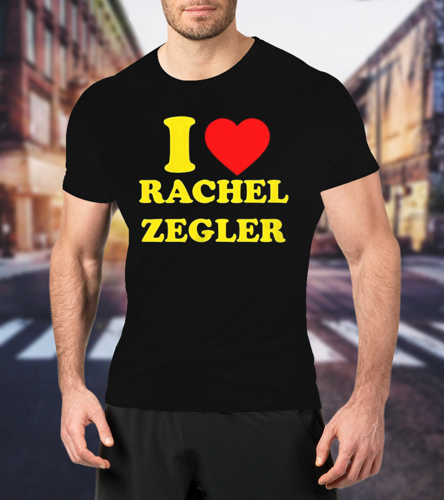 I Love Rachel Zegler Bold Yellow Letters With Red Heart T-Shirt