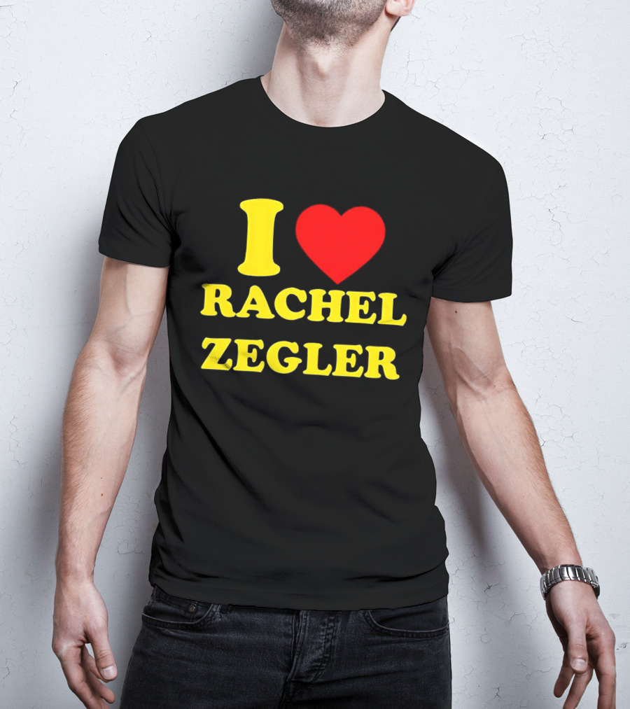 I Love Rachel Zegler Bold Yellow Letters With Red Heart T-Shirt