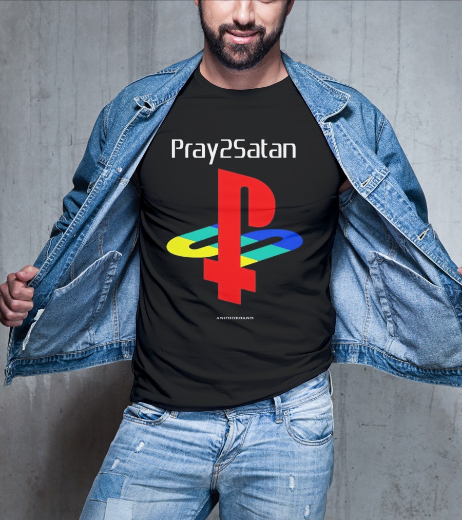 Pray2Satan Anchorsand Playstation T-Shirt