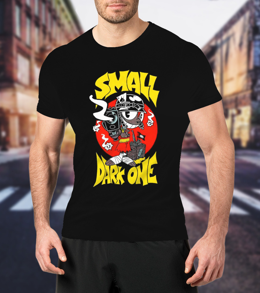 Small Dark One Gunsmoke Skateboard Pizza Character T-Shirt