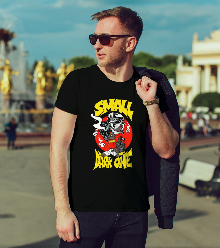Small Dark One Gunsmoke Skateboard Pizza Character T-Shirt