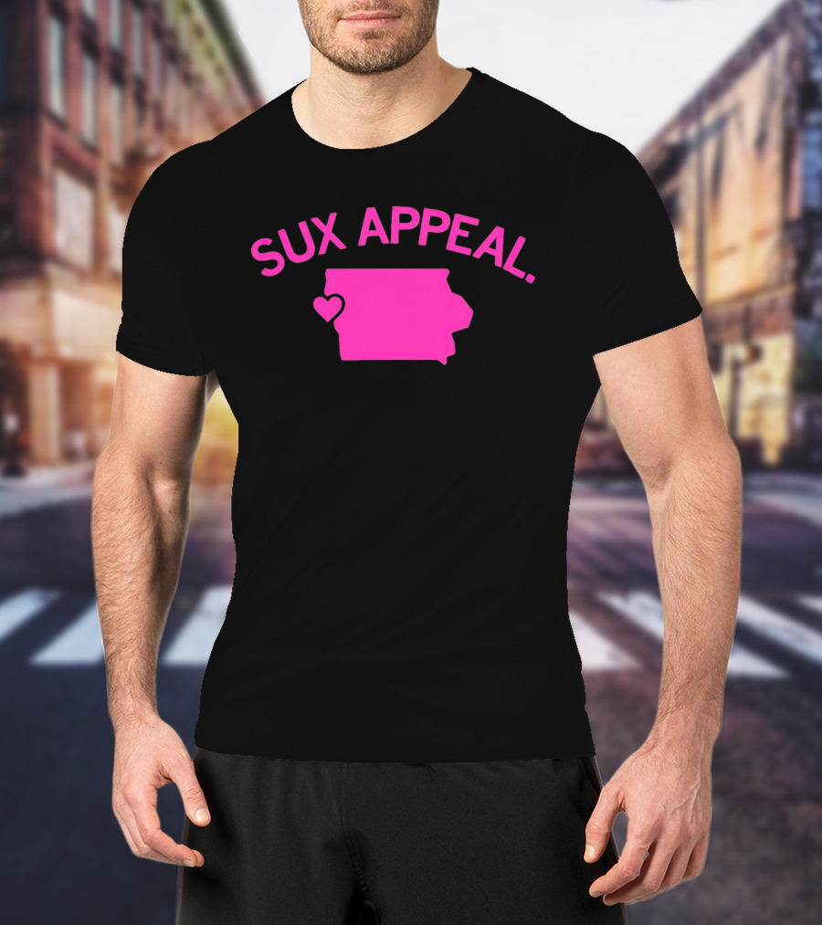 Sux Appeal Pink Iowa Heart Map T-Shirt