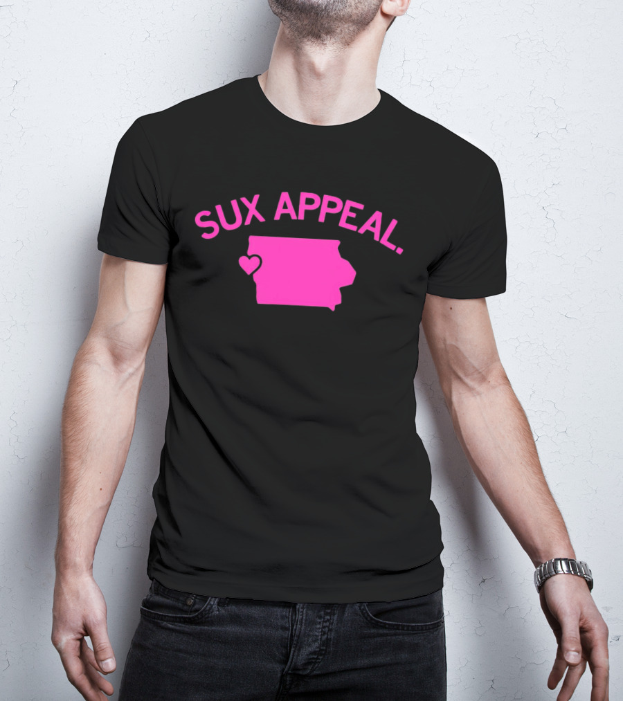 Sux Appeal Pink Iowa Heart Map T-Shirt