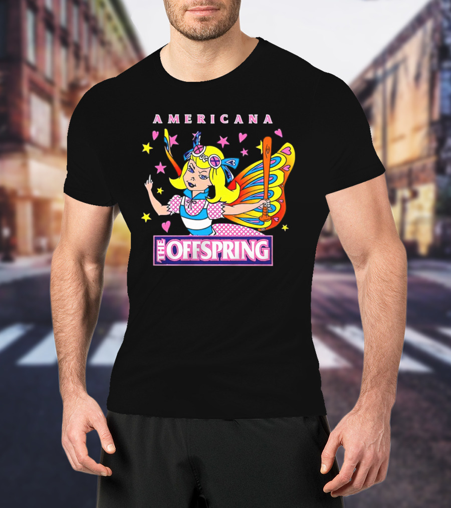 Americana The Offspring 25th Anniversary Butterfly Girl Retro Comic T-Shirt