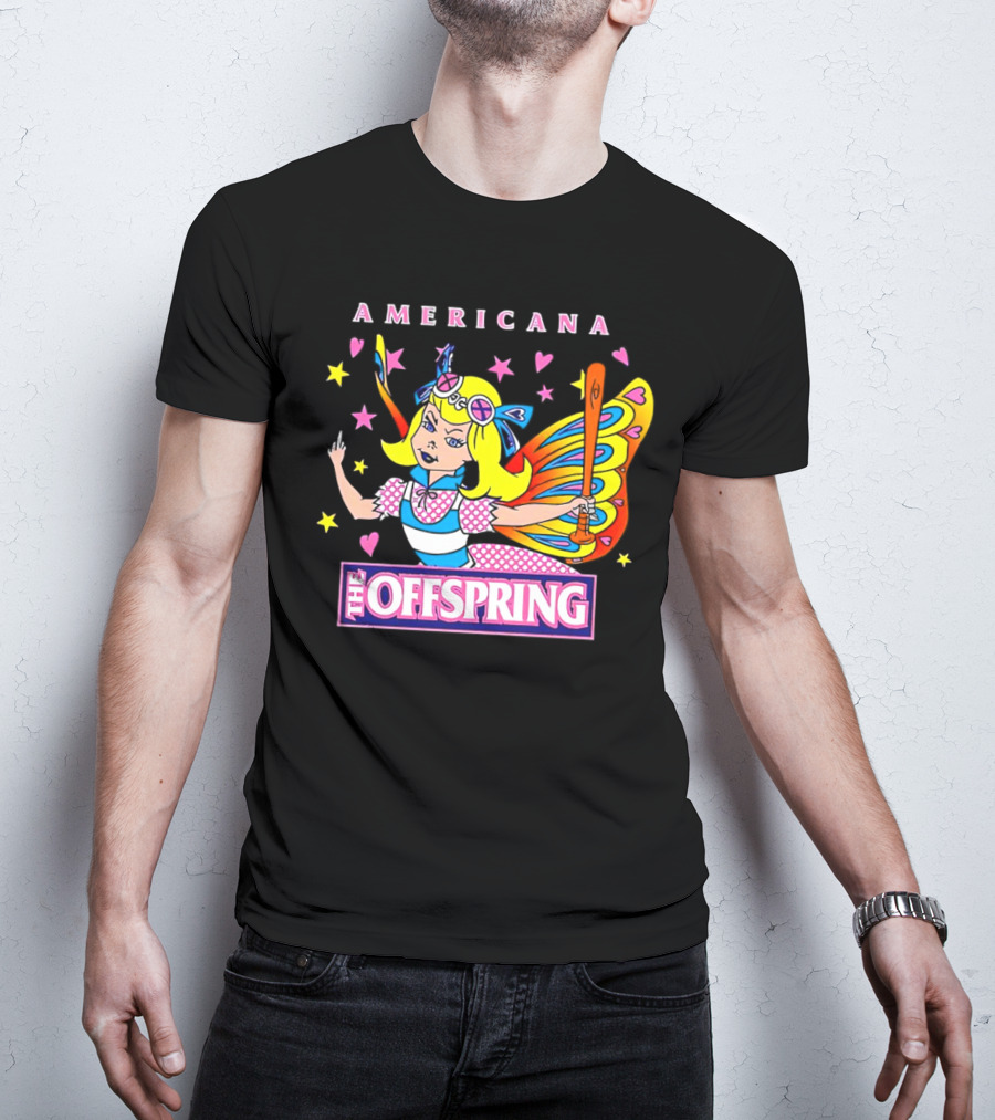 Americana The Offspring 25th Anniversary Butterfly Girl Retro Comic T-Shirt