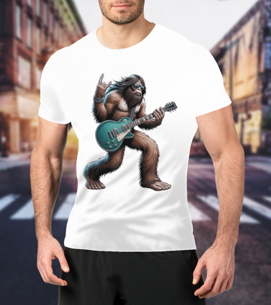 Bigfoot Rocking Out With Electric Guitar T-Shirt