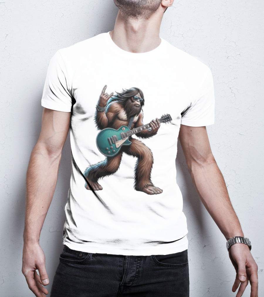 Bigfoot Rocking Out With Electric Guitar T-Shirt