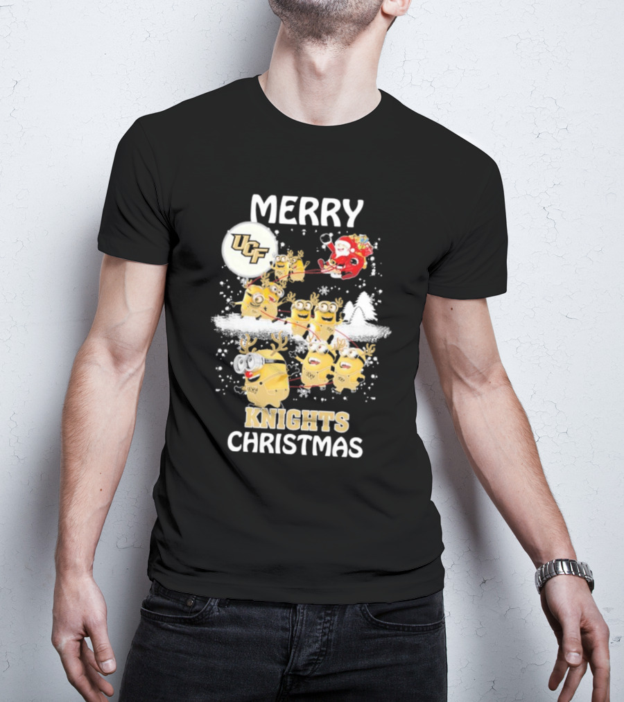 Merry UCF Knights Christmas With Minions And Santa T-Shirt
