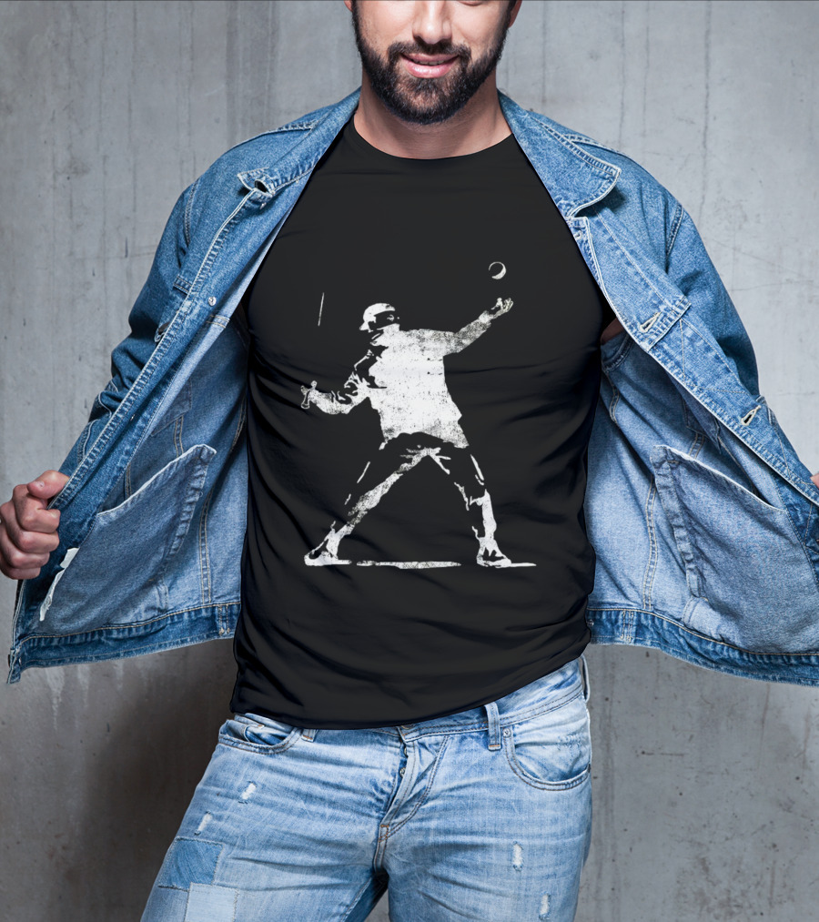 Banksy Flower Thrower Graffiti Street Art Baseball T-Shirt