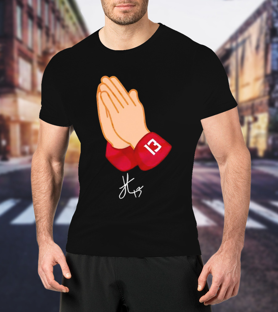 Jordan Travis Signature Praying Hands Number 13 Autograph T-Shirt