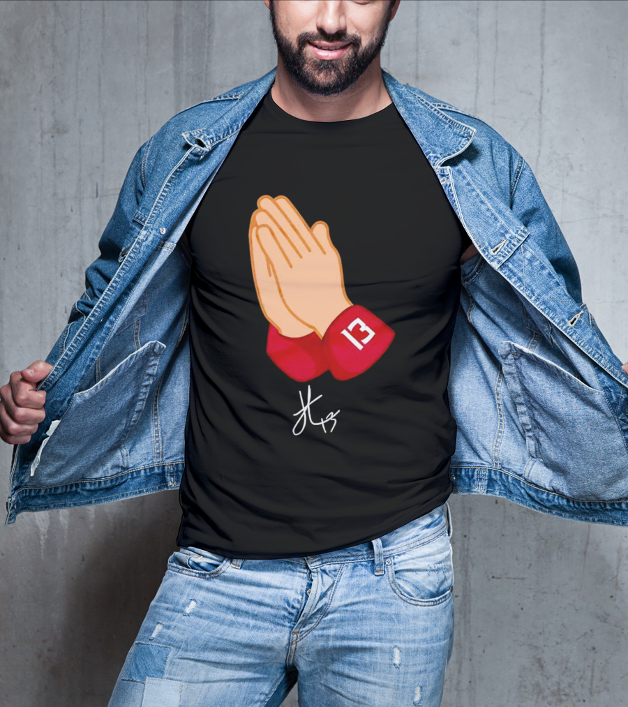 Jordan Travis Signature Praying Hands Number 13 Autograph T-Shirt