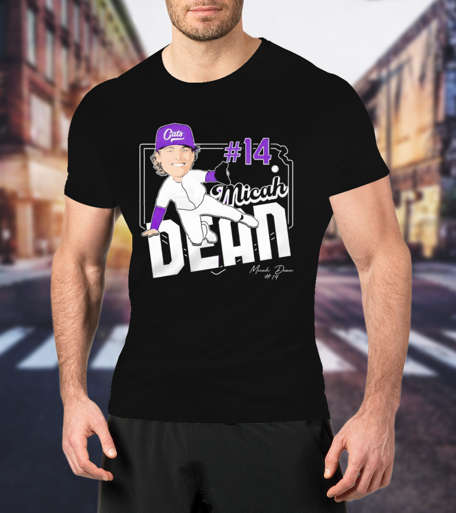 Micah Dean #14 Kansas State Wildcats Cats Infielder Signature T-Shirt