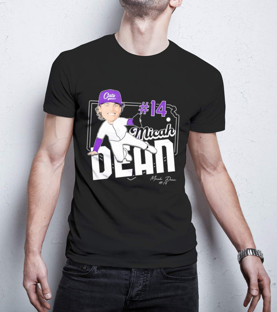 Micah Dean #14 Kansas State Wildcats Cats Infielder Signature T-Shirt
