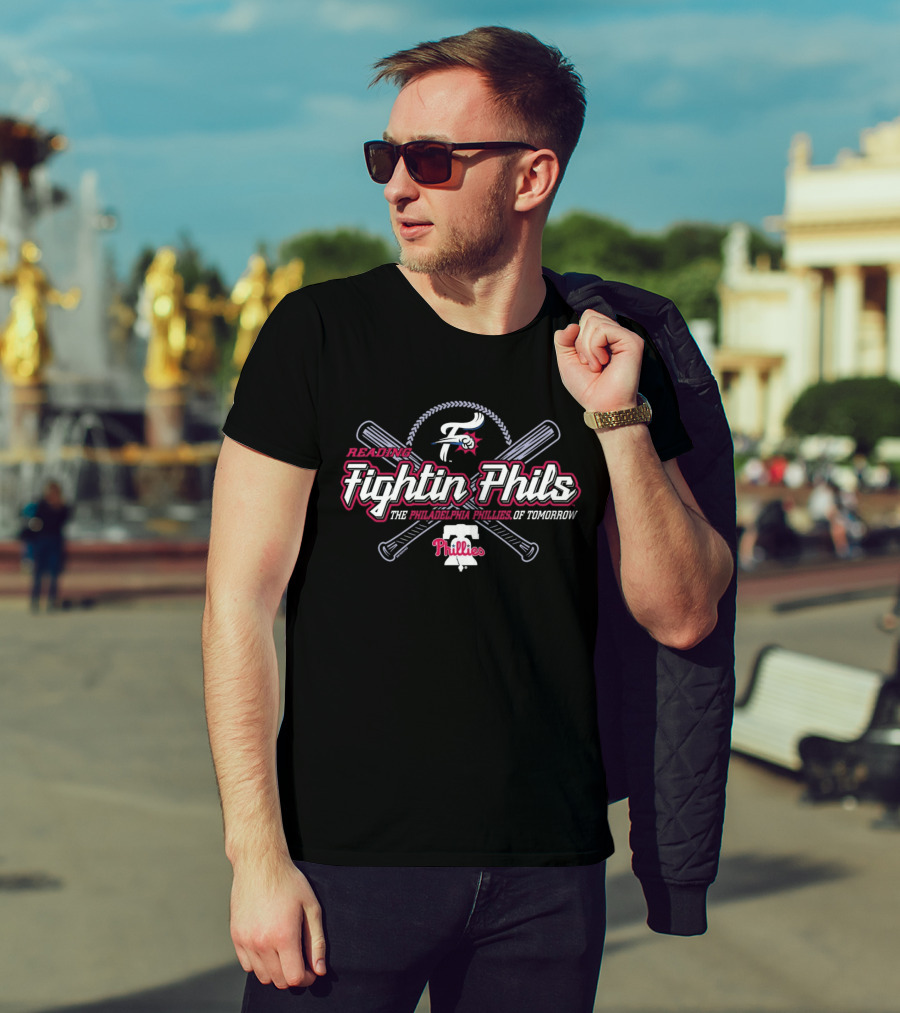 Reading Fightin Phils Philadelphia Phillies Of Tomorrow Phillies Logo With Crossed Bats T-Shirt