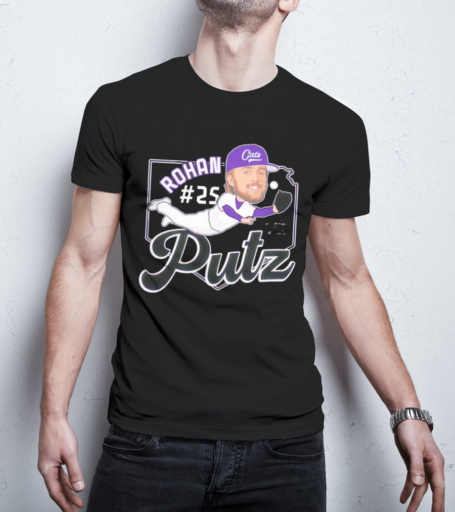 Rohan Putz #25 Kansas State Wildcats Cats Outfielder Signature T-Shirt