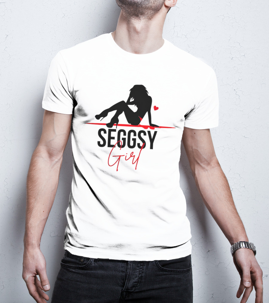 Seggsy Girl Silhouette With Heart And Red Accents T-Shirt
